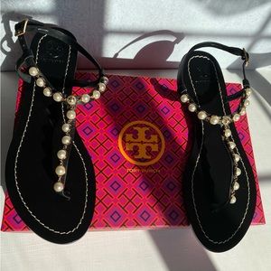 Tory Burch Emmy Pearl Sandals in Perfect Black